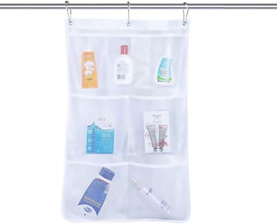 Hanging Storage Organizer met 7 Pockets voor Badkamer, Sneldrogend en Rotating Hanger, Ideaal voor Handdoeken en Toilettassen