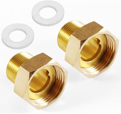 Allecto Plus - Set van 2 messing pompschroefverbindingen voor circulatiepomp verwarming - 1 Inch wartelmoer x 3/4 Inch buitendraad - Met afdichtingen - DN25 - Watermeter schroefverbindingen