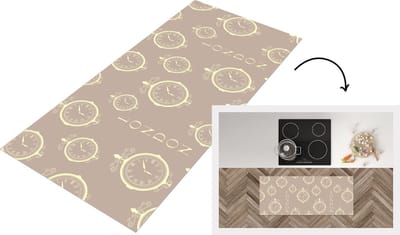 Keukenloper - Loper keuken - Londen - Klok - Patroon - Vintage - 120x50 cm - Keukenloper vinyl