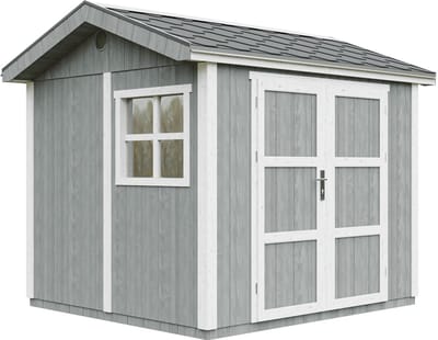 Timbela M913A-CAVERN STEEL - LP SmartSide Tuinhuis op houtbasis - 5,9 m² - 250x294xH252 cm - met vloer en verf