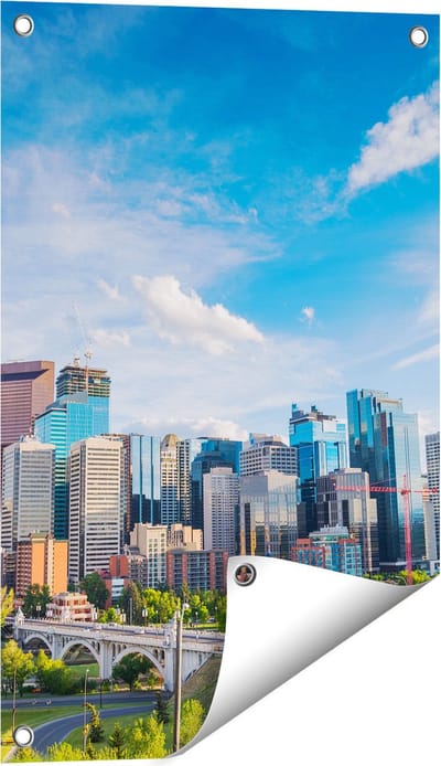 Gards Tuinposter Skyline Calgary Stad in Canada - 40x60 cm - Tuindoek - Tuindecoratie - Wanddecoratie buiten - Tuinschilderij