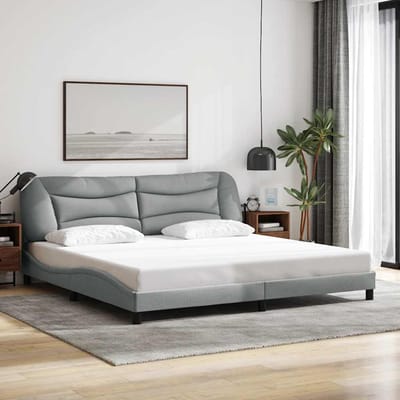 vidaXL - Bedframe - zonder - matras - "Hvar" - stof - lichtgrijs - 200x200 - cm