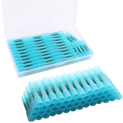 Dailygoods - 60Pcs Krimpkous Stootverbinders - Waterdichte Draadconnectoren - Geïsoleerde Krimpklemmen - Blauw - Elektrische Verbindingen - Voor 16-14...