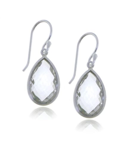 SilverGems druppelvormige facet geslepen zilveren oorhangers met Bergkristal edelstenen