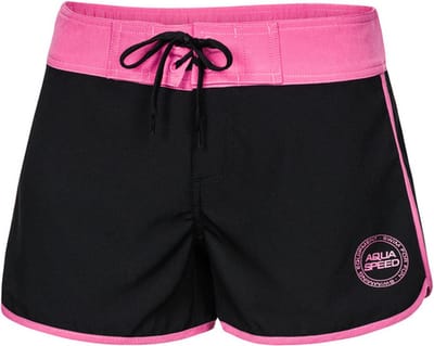 VIKI Dames Zwemshort / Boardshort - Zwart met Roze S/34