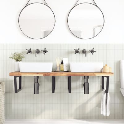 vidaXL - Badkamer - wandschap - staal - en - massief - acaciahout