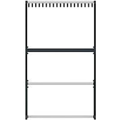 Rijtjeskapstok Functionals TERTIO EV2P, vrijstaand, 19 haken, geïntegreerde paraplubak, B 1000 mm, aluminium/staal/kunststof, zilver-donkergrijs