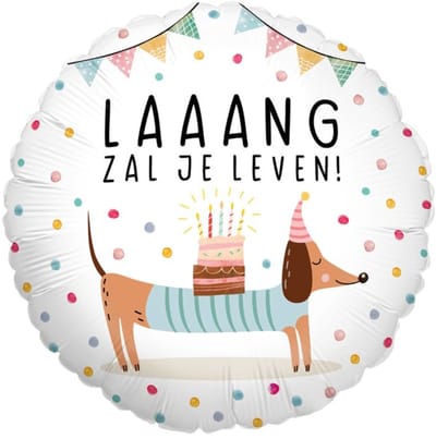 Folieballon Gefeliciteerd - Laaang Zal Je Leven - 45 cm - Helium- en Luchtvulling
