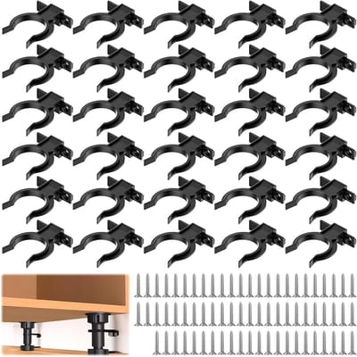 30 Stuks Verstelbare Keuken Skirting Clips met 90 Schroeven voor Keukenvoeten 32-42 mm (Zwart)