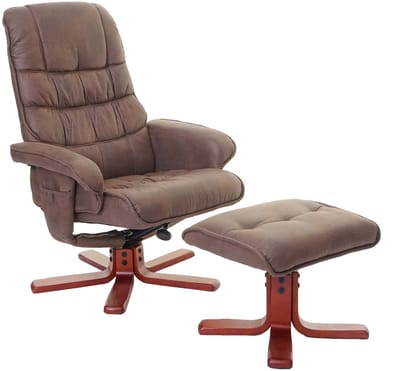 Relaxfauteuil MCW-E30, televisiefauteuil Ligfauteuil TV-fauteuil met voetenbank, MVG-gecertificeerd ~ imitatiesuède bruin