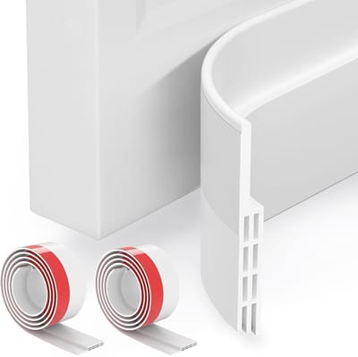 2 stuks Aanpasbare Tochtstopper - Zelfklevende tochtstrip voor deuren - Wit - 2" B x 39" L