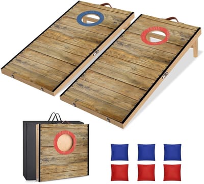 Dailygoods- Cornhole Speelset 60 cm x 30 cm - Massief Houten Planken - 6 Zitzakken - Draagtas - Opvouwbaar Ontwerp - Eenvoudige Opslag - Maïsgooi Spel