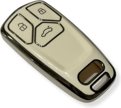 Sleutelcover voor Audi, Sleutelhoesje, Key Case for Audi, Autosleutel Hoesje Geschikt Voor Audi, A1, A3, A4, A5, Q3, Q5, Q7, TT 2015+ Wit - Goud