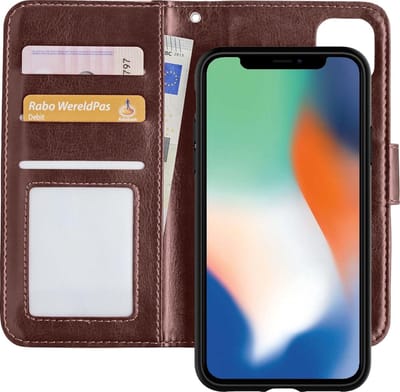 Hoes - 2 in 1 - Geschikt voor Apple iPhone 11 - Met Uitneembare Hard Cover - Bookcase - Wallet Case - Met Pasjeshouder - Book Case - Uitneembaar - Pashouder - Kunstleer - Bruin
