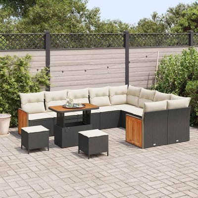 vidaXL - Tuinbank - Set - 13 - st - 9-Aantal - zitplaatsen - Zwart - en - Crème