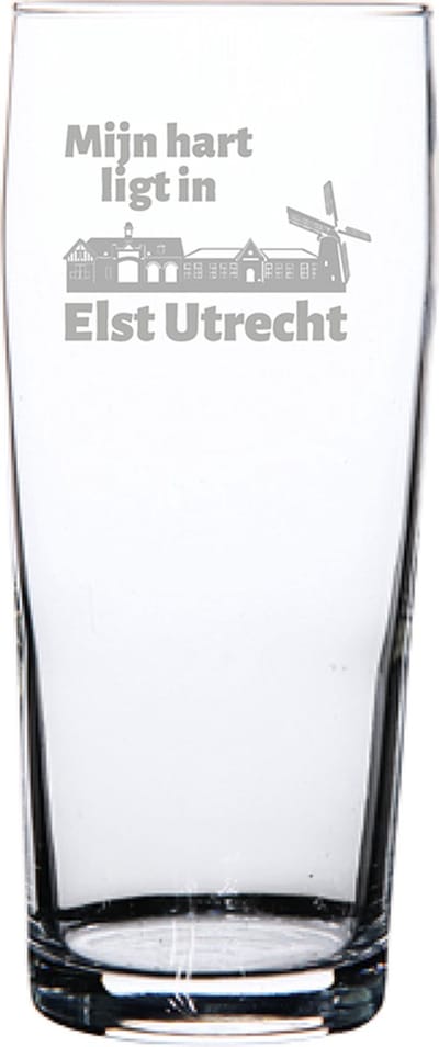 Gegraveerde bierfluitje 19cl Elst Utrecht