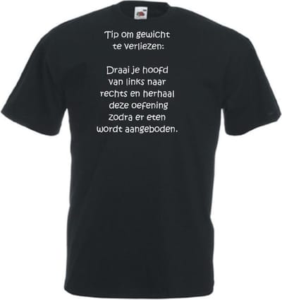 Mijncadeautje Unisex T-shirt zwart (maat XL) Tip om gewicht te verliezen