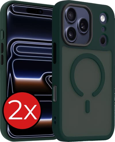 Hoesje - 2 Stuks - Geschikt voor iPhone 17 Pro / 18 Pro - Magsafe Compatible - Sterk & Shockproof - Shock Proof Case - Back Cover - Telefoon Hoes - Telefoonhoes - Donkergroen