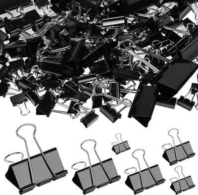 Foldback Clips - Metalen Bindclips - Documenten Organiseren - 190 Stuks 6 Maten - 15mm tot 51mm - Zwart