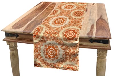 ABAKUHAUS Pauwentafelloper, levendige Bohemienveren, Eetkamerkeuken Rechthoekige decoratieve Tafelloper, 40 x 180 cm, Paarsroze