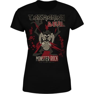 Looney Tunes Tasmanian Devil Monster Rock Dames T-shirt - Zwart - 3XL