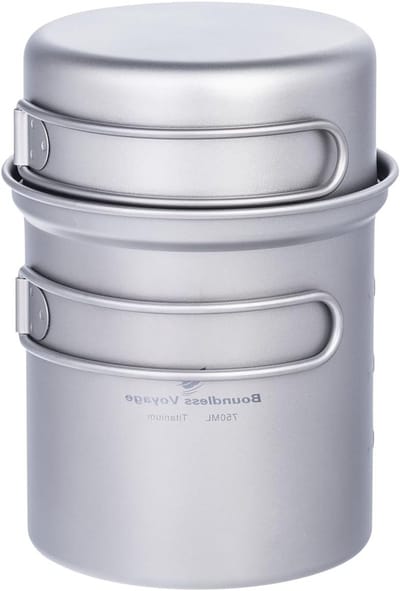 Lichte Titanium Kookpotten voor Kamperen en Hiking met Opvouwbare Handgreep - Ideaal voor Reizen, Picknicken en Buiten Koken