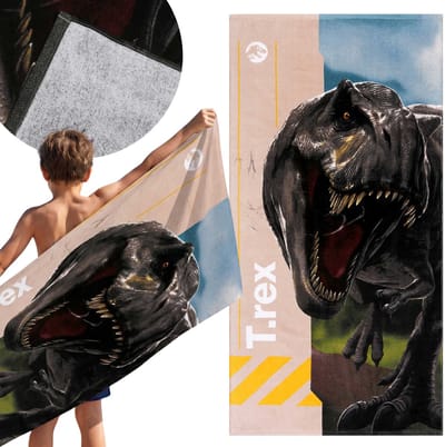Jurrasic World Sneldrogende strand- en badhanddoek, 100% katoen 70x140 cm OEKO-TEX