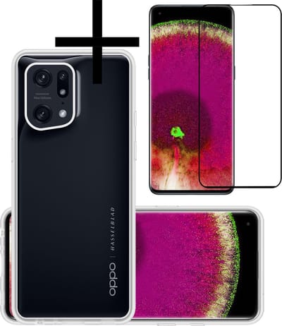 Hoesje - Met Screenprotector - Geschikt voor OPPO Find X5 - Sterk & Shockproof - Back Cover - Siliconen Case - Telefoon Hoes - Transparant