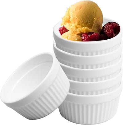 Set van 6 keramische crème brûlée kommen van 9 cm - Ideaal voor soufflés, desserts en muffins, ovenbestendig