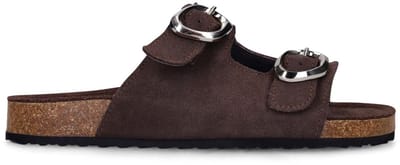 Sacha - Dames - Bruine suède slippers - Maat 36