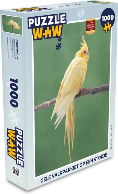 Puzzel Gele valkparkiet op een stokje - Legpuzzel - Puzzel 1000 stukjes volwassenen
