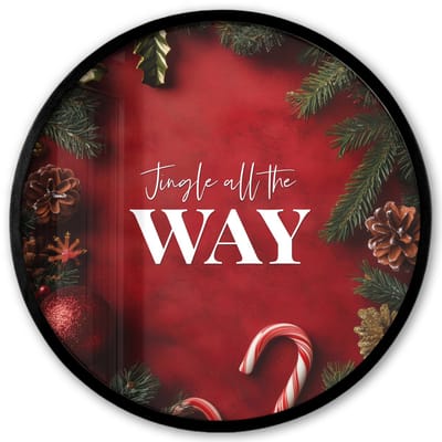 Poster in lijst Rond - Fotolijst 40x40 cm - Posters - Kerst - Quote - Rood - Kerstballen - Ronde posterlijst zwart - Decoratie - Wanddecoratie woonkamer - Kerstdecoratie voor binnen - Kerstversiering - Kerstmis versiering in huis - Kerstaccessoires