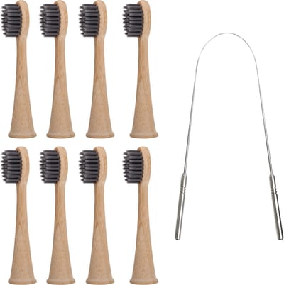 green-goose® Sonicare Bamboe Opzetborstels - 8 stuks - met gratis Tongschraper