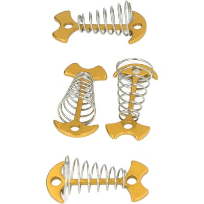 4 pièces Clous de tente en arête de poisson Alliage d'aluminium Acier inoxydable Planche étendue Piquets de sol pour auvent avec ressort or