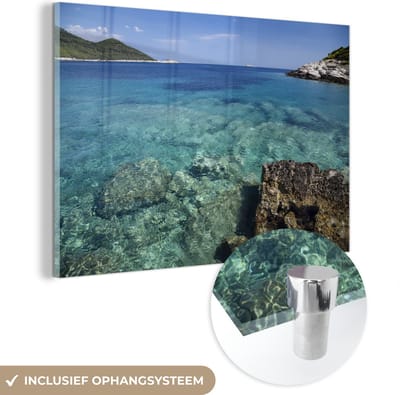 ® Glasschilderij 180x120 cm - Schilderij acrylglas - Helder turquoise water in het Nationaal park Mljet in Kroatië - Foto op glas - Muurdecoratie woonkamer - Wanddecoratie slaapkamer - Schilderijen