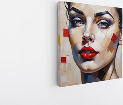 Saammp Canvas Schilderij - Vrouw - Portret - abstract - 20x20 - Foto op canvas - Wanddecoratie - Muurdecoratie Woonkamer - Slaapkamer decoratie - Canvas Print