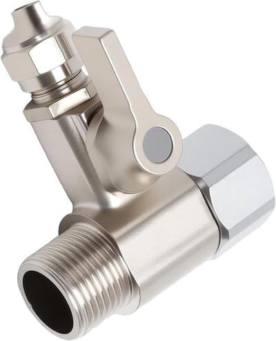 Wateraansluitadapter T-stuk met afsluiter 3/8x3/8x1/4" voor tuinslang, verdeler en kraanverbinding voor het aansluiten van 2 apparaten