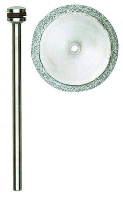 Doorslijpschijf met drager - Diamantschijf slijpen - Precisie werk - Dun 06 mm - 20 mm zaagdiameter - Wit/grijs