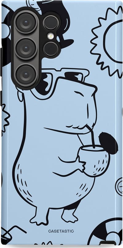 Casetastic Hoesje Geschikt voor Samsung S23 Ultra - Stijlvolle Beschermende Duo-layer Case - Capibara cocktail