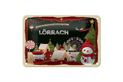 Blechschild Weihnachten Grüße aus LÖRRACH Geschenk Dekoration 18x12cm