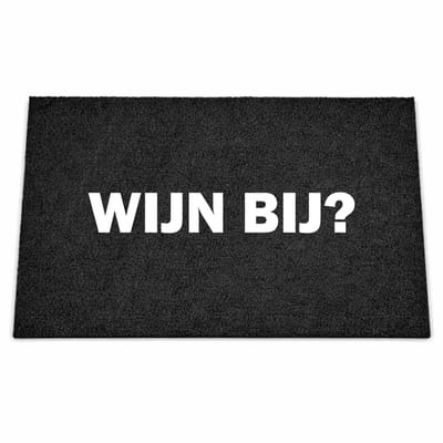 Deurmat Wijn bij? - Zwart - 60 x 40 cm - Deurmat Binnen - Droogloopmat - Deurmat met Tekst - Schoonloopmat - Grappige Deurmat
