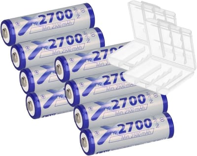 Oplaadbare Batterijen - AA Mignon Accu - Elektronica Voeden - Lage Zelfontlading - 2700mAh Capaciteit - Blauw