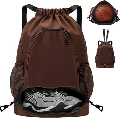 Tennisrugzak – Unisex tennistas – Tennisrugzak met grote capaciteit – Sportrugzak – Geschikt voor 2 rackets – Met apart schoenenvak – Tas voor tennis- en badmintonrackets / sporttas – Bruin