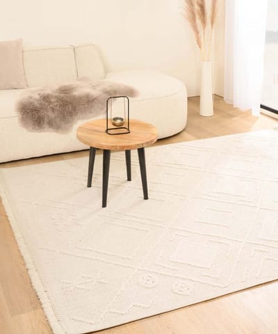 Japandi vloerkleed - Knit Tribe wit 80x150