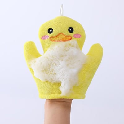 Bad spons Handdoek Handschoen, Geschikt voor Volwassenen, Lichaamsreiniging, Scrubben geel