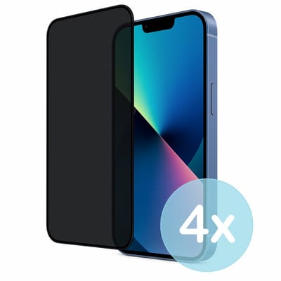 Privacy Screenprotector Geschikt voor iPhone 13 – Anti-Gluren – Krasbestendig Gehard Glas 9H – Volledige Dekking – 4-Pack – FuturiQ