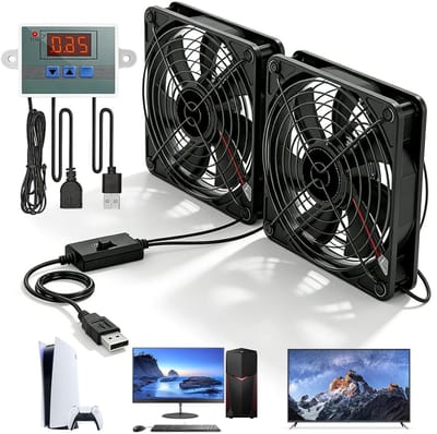 USB Ventilator - PC Koeler - Elektronica Koelen - Digitale Temperatuurregelaar - 120 mm - Zwart
