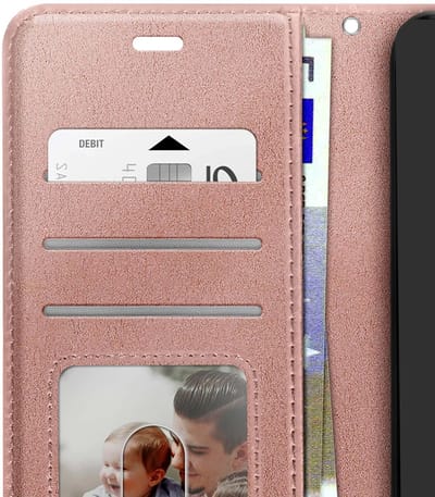 Mayaxess, Portemonnee Hoesje Geschikt Voor Honor 600 / 600 Pro met Standaard en Polsbandje, Roségoud