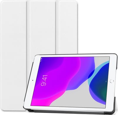Hoes - Geschikt voor Apple iPad 7 (2019) - 10.2 inch - 7e Generatie - Dun & Stevig - Trifold Bookcase - Hard Cover - Hardcover Book Case - Tablet Hoesje - Wit