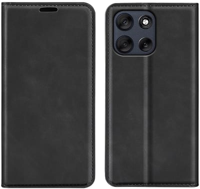 MobyDefend Hoesje - Geschikt voor Motorola Moto G56 - Luxe Wallet Bookcase (Magnetische Sluiting) - Zwart
